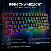 KOORUI 60% Mechanikus Gaming Billentyűzet RGB Háttérvilágítás Német QWERTZ Piros Switch - 61 Tasten-Kabelgebunden, red switch 2