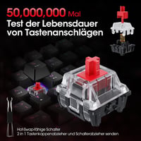KOORUI 60% Mechanikus Gaming Billentyűzet RGB Háttérvilágítás Német QWERTZ Piros Switch - 61 Tasten-Kabelgebunden, red switch 5
