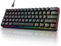 KOORUI 60% Mechanikus Gaming Billentyűzet RGB Háttérvilágítás Német QWERTZ Piros Switch - 61 Tasten-Kabelgebunden, red switch 1
