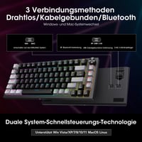 Mechanická herná klávesnica KOORUI bezdrôtová/Bluetooth/USB, 82 kláves, QWERTZ, RGB, červené spínače 4