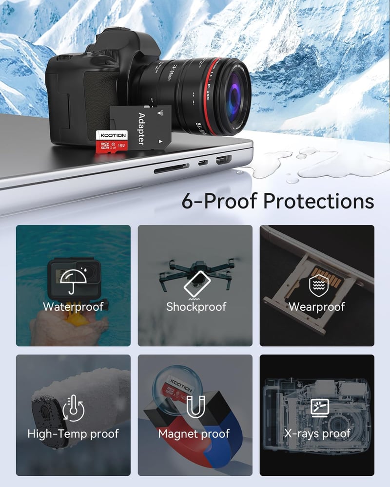 KOOTION 16GB Micro SD kártya 10 darab Class 10 UHS-I MicroSDHC memóriakártya