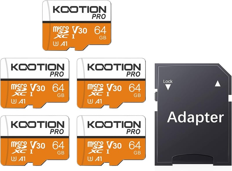 KOOTION 64GB Micro SD kártya 5 darab U3 100MB/s MicroSDXC adapter