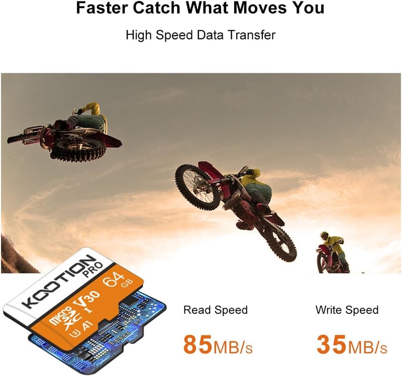KOOTION 64GB Micro SD kártya 5 darab U3 100MB/s MicroSDXC adapter