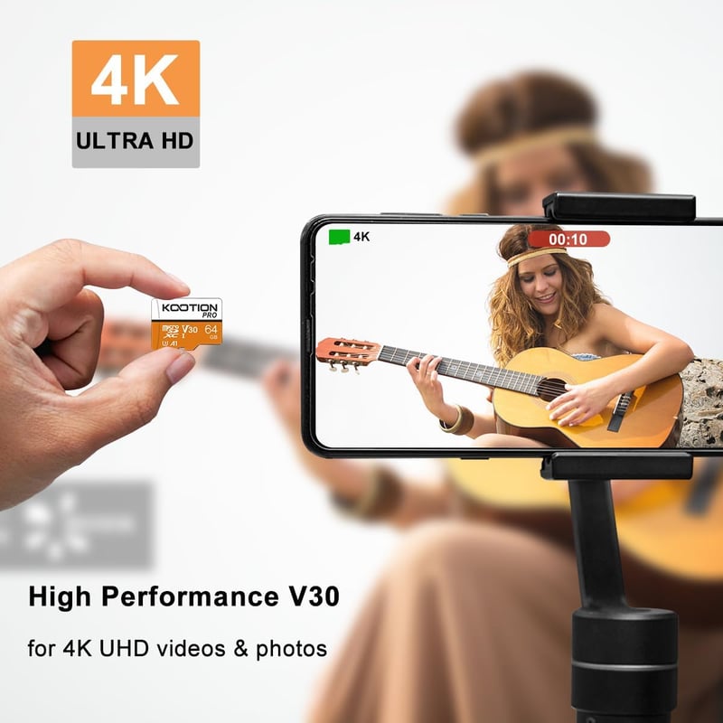 KOOTION 64GB Micro SD kártya 5 darab U3 100MB/s MicroSDXC adapter
