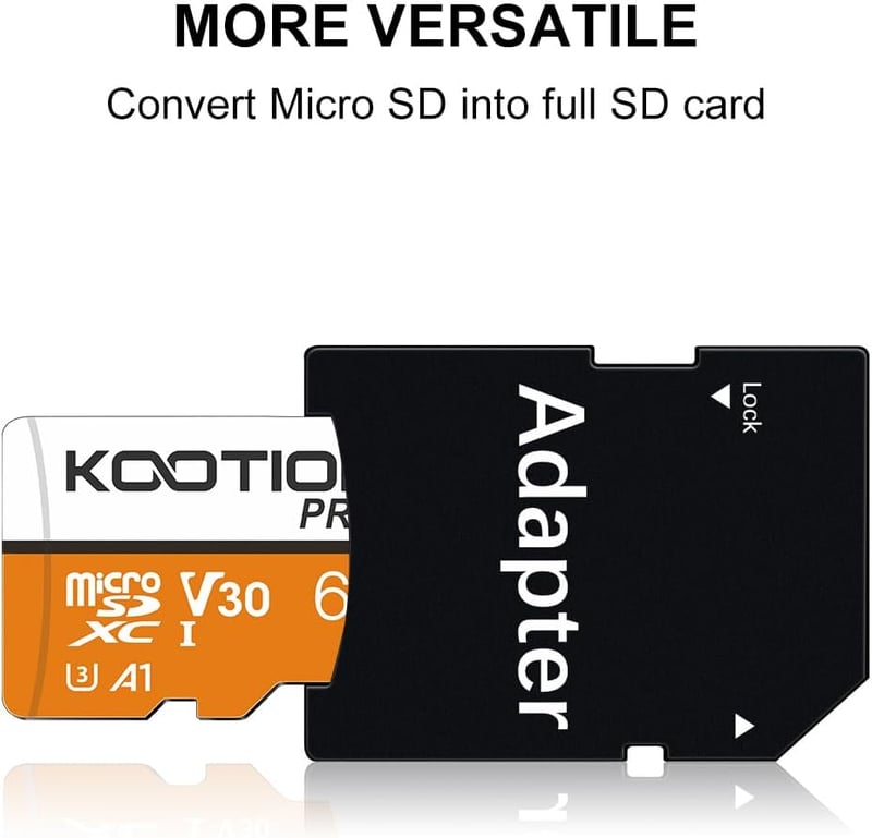 KOOTION 64GB Micro SD kártya 5 darab U3 100MB/s MicroSDXC adapter