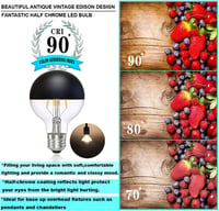 KOOYWAN G80 E27 LED Filament Izzó 6W - Fekete Tükrös Fejű, 2700K Meleg Fehér, Matt Fekete Koronás, Árnyékmentes Világítás, 2db 6