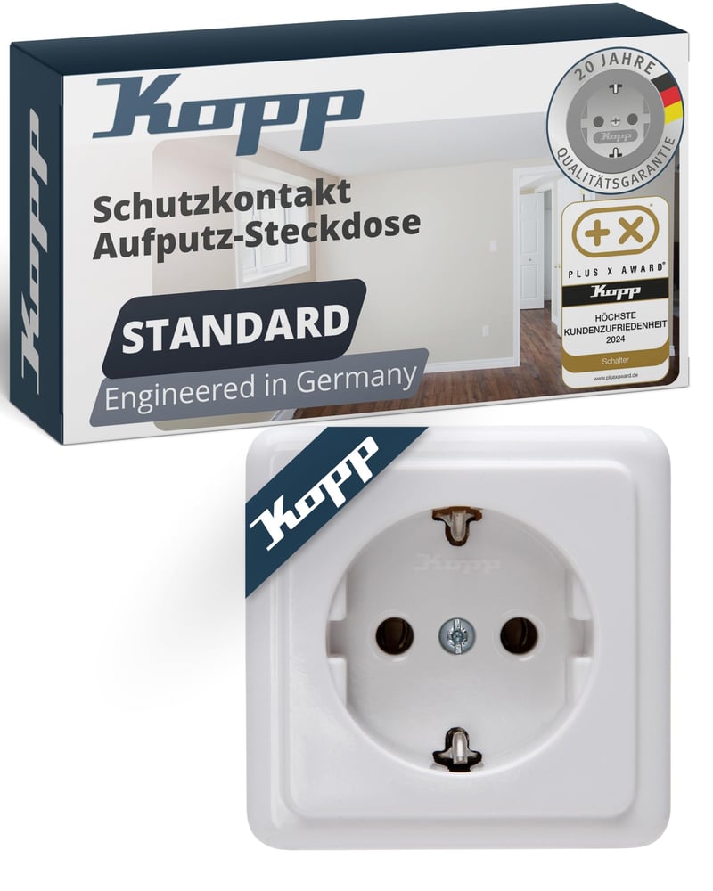 Kopp 101802000 Földelt Csatlakozóaljzat, Egyes, Felületre Szerelhető, 16 A, 250 V