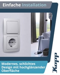 Kopp Paris 2-es Dupla Keret Arktikus Fehér - 8,3 x 15,4 cm - Aljzatokhoz és Kapcsolókhoz - Műanyag Villanykapcsoló Keret 6