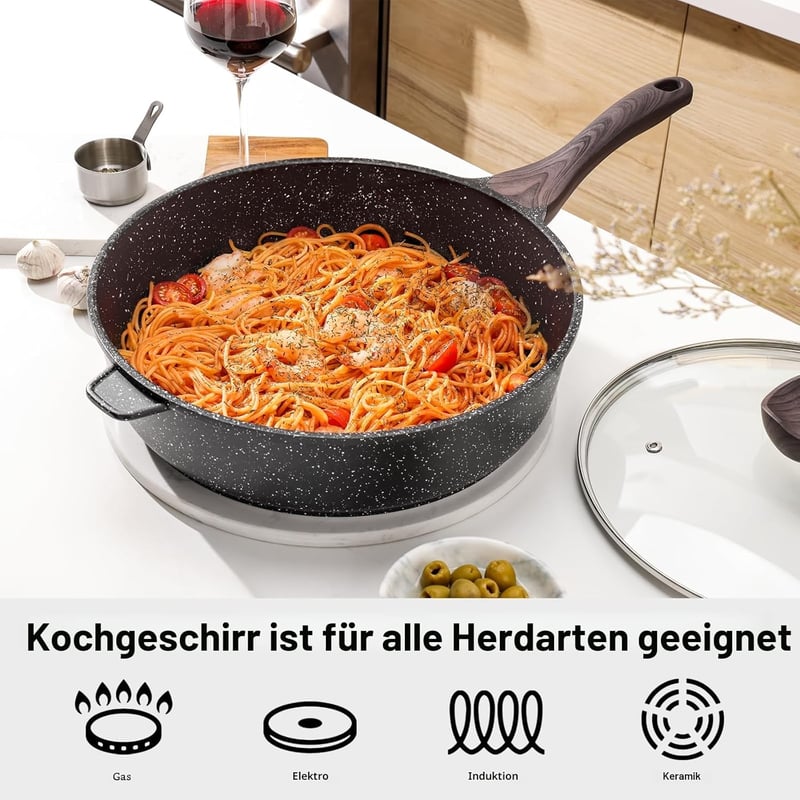 Kordisen 30 cm-es mélytál serpenyő gránit bevonattal, indukciós, PFOA-mentes