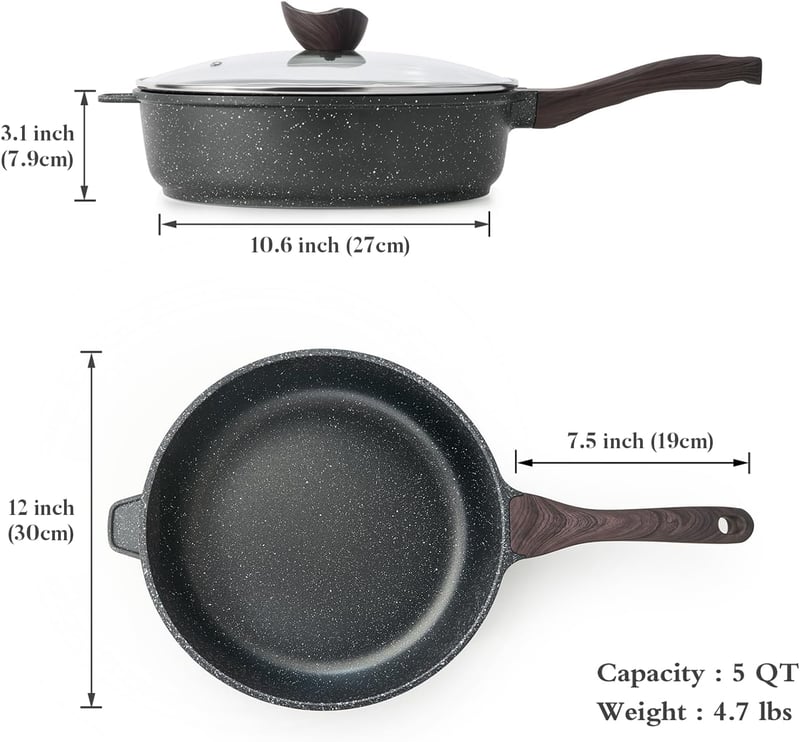 Kordisen 30 cm-es mélytál serpenyő gránit bevonattal, indukciós, PFOA-mentes