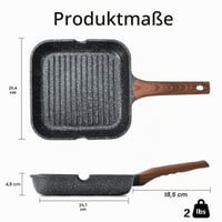 Nepriľnavá grilovacia panvica Kordisen 24 cm, štvorcová indukčná panvica s granitovým povrchom, bez PFOA, s výlevkou, na varenie v interiéri 6