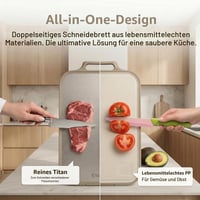 Tocător de bucătărie KORVORIA Titan, antibacterian, din plastic, dimensiune mare, cu șanț pentru scurgerea sucului, lavabil în mașina de spălat vase, pentru carne, legume și fructe 4