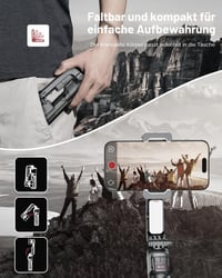 Gimbal stabilizátor pre smartfón KOSCHEAL A10, so vstavaným osvetlením a bezdrôtovým diaľkovým ovládaním, rotácia o 360 stupňov, pre iPhone a Android 8