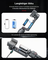 Gimbal stabilizátor pre smartfón KOSCHEAL A10, so vstavaným osvetlením a bezdrôtovým diaľkovým ovládaním, rotácia o 360 stupňov, pre iPhone a Android 7