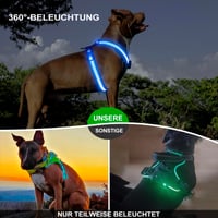 KOSKILL LED postroj pre psov, nabíjateľný, reflexný - modrý - veľkosť XL 5