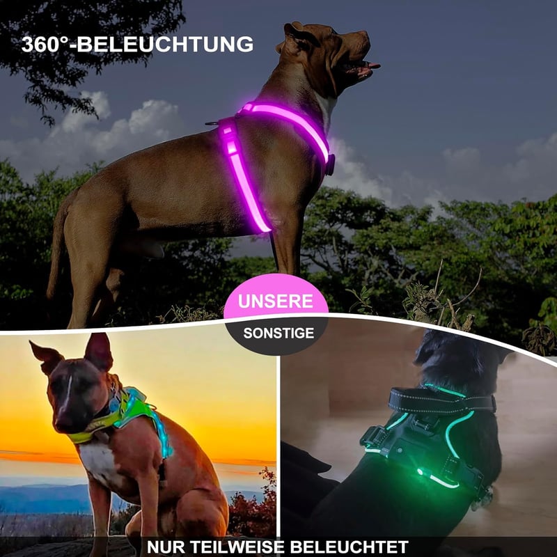 KOSKILL LED Kutyahám Töltöthető Fényvisszaverő XL Kék
