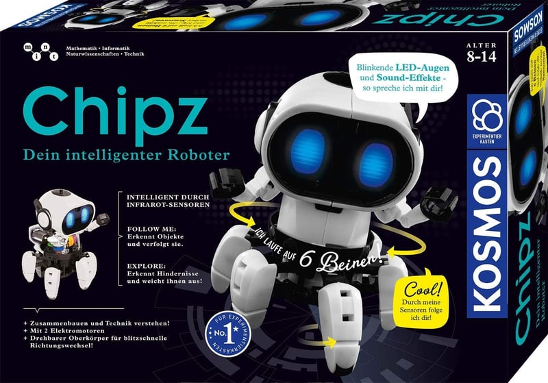 Kosmos Chipz 621001 Inteligentná robotická stavebnica pre deti od 8 do 14 rokov so sledovaním pohybu, vyhýbaním sa prekážkam, svetelnými a zvukovými efektmi, experimentálna súprava
