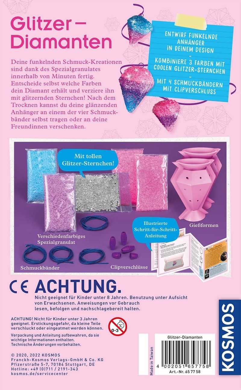 Kosmos Glitter Diamonds Kísérletező Készlet Gyerekeknek - Csillogó Ékszerkészítő Szett 8-12 Éveseknek, STEM Oktatójáték