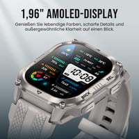 Inteligentné hodinky KOSPET Pulse 2 pre mužov a ženy, 1,96-palcový AMOLED displej, 15-dňová výdrž batérie, fitness smartwatch 4