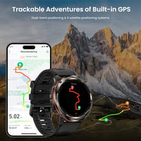 Inteligentné hodinky KOSPET Tank T3 Ultra 2 pre mužov s GPS, 60+ dňovou výdržou batérie, 1,43" AMOLED displejom, vodeodolnosťou 5ATM, Bluetooth volaním, snímačom tepu, SpO2, krokomerom, čierne 3