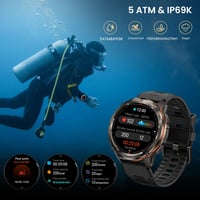Inteligentné hodinky KOSPET Tank T3 Ultra 2 pre mužov s GPS, 60+ dňovou výdržou batérie, 1,43" AMOLED displejom, vodeodolnosťou 5ATM, Bluetooth volaním, snímačom tepu, SpO2, krokomerom, čierne 6