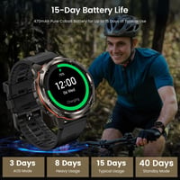 Inteligentné hodinky KOSPET Tank T3 Ultra 2 pre mužov s GPS, 60+ dňovou výdržou batérie, 1,43" AMOLED displejom, vodeodolnosťou 5ATM, Bluetooth volaním, snímačom tepu, SpO2, krokomerom, čierne 9