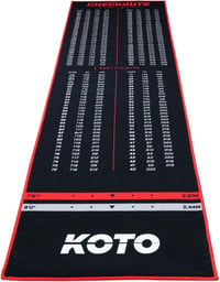 KOTO Check Out Professzionális Darts Szőnyeg 285x80 cm Pontszám Jelöléssel és Dobóvonallal - Számolást Segítő Dartszőnyeg - 285x80cm, red 2