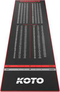 KOTO Check Out Professzionális Darts Szőnyeg 285x80 cm Pontszám Jelöléssel és Dobóvonallal - Számolást Segítő Dartszőnyeg - 285x80cm, red 1