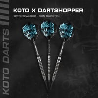 KOTO Excalibur 90% Darts Készlet 23g Fekete Ezüst - 3 Nyíl Tollakkal Szárral és Tárcával Profi Dartshoz 2