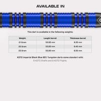 KOTO Imperial Darts 23g Fekete-Kék 80% Volfrám Szett 3 Hegyel Tollal Szárral 6