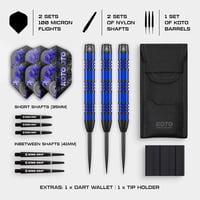 KOTO Imperial Darts 23g Fekete-Kék 80% Volfrám Szett 3 Hegyel Tollal Szárral 2