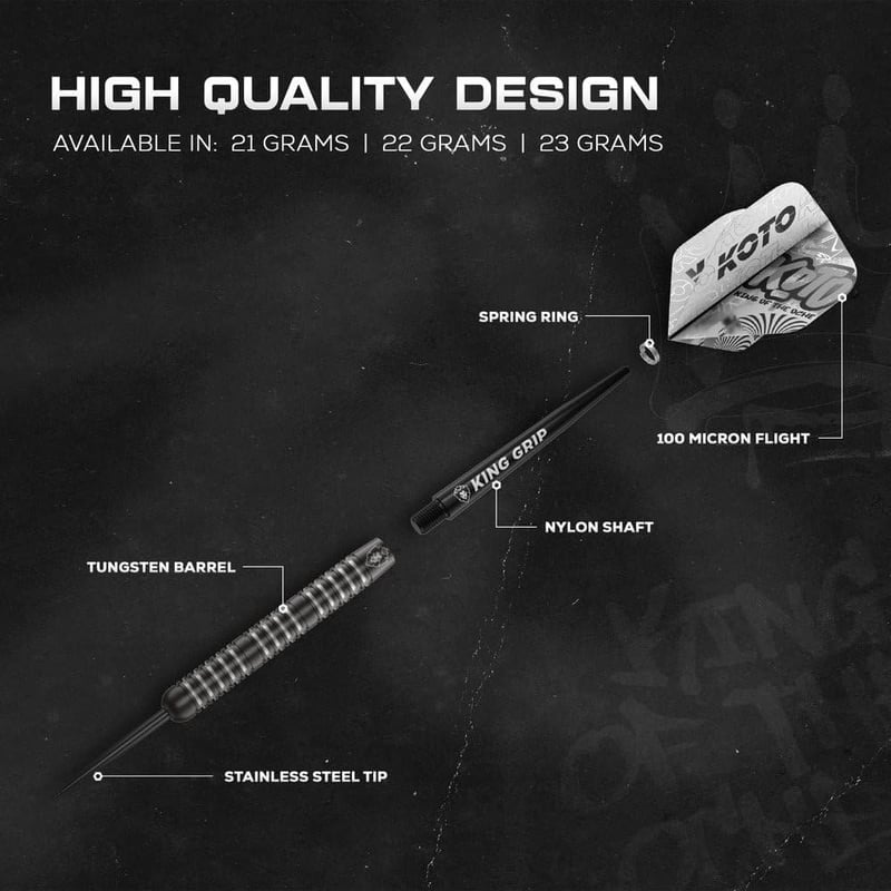 KOTO Kight Darts 80% Volfrám Fekete-Ezüst 3 Hegyű Szett