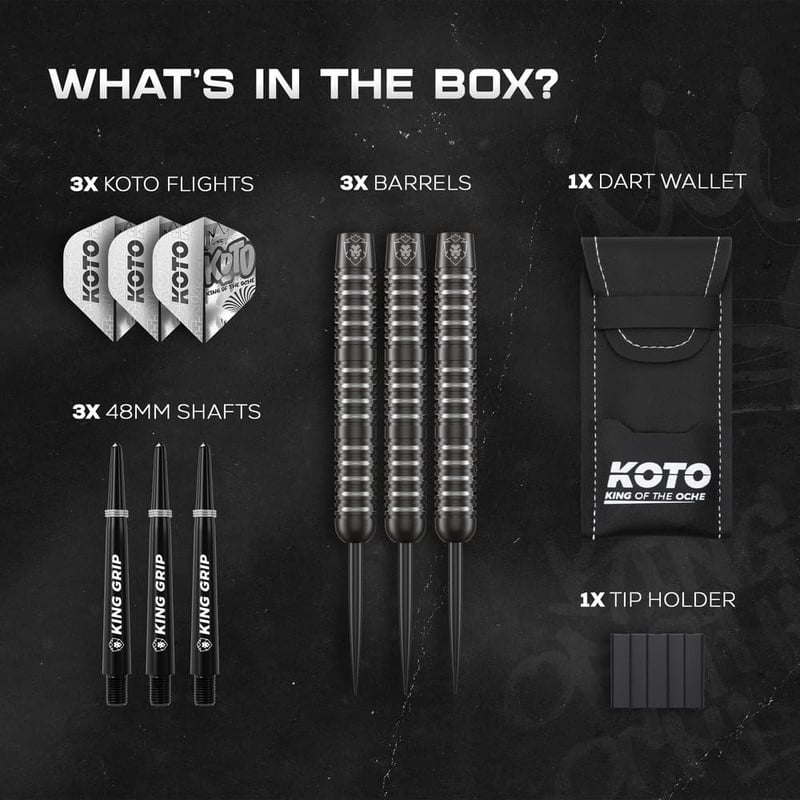 KOTO Kight Darts 80% Volfrám Fekete-Ezüst 3 Hegyű Szett