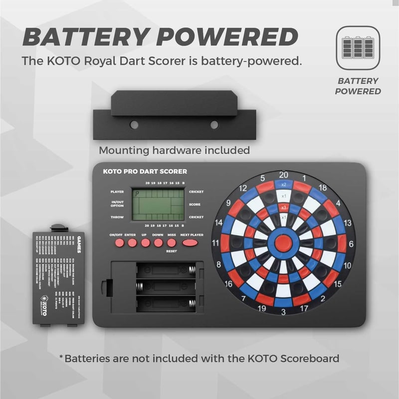 KOTO Pro elektronikus dartszámláló 32 játékkal, 8 játékoshoz, falra szerelhető