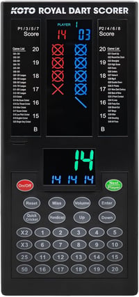 KOTO Royal Elektronikus Darts Pontozó Tábla 40 Játékkal, 8 Játékosra, Fekete Digitális Eredményjelző Fali Rögzítéssel 1