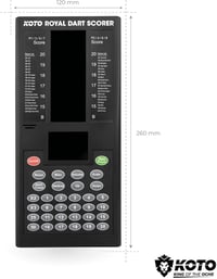 KOTO Royal Elektronikus Darts Pontozó Tábla 40 Játékkal, 8 Játékosra, Fekete Digitális Eredményjelző Fali Rögzítéssel 5