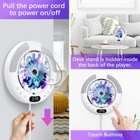 KOVCDVI Bluetooth CD Lejátszó Fali Szerelésű Érintőgombos Hangszóróval FM Rádió USB AUX LCD Kijelző Távirányító Portalanító Fedél 2