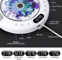 KOVCDVI Bluetooth CD Lejátszó Fali Szerelésű Érintőgombos Hangszóróval FM Rádió USB AUX LCD Kijelző Távirányító Portalanító Fedél 5