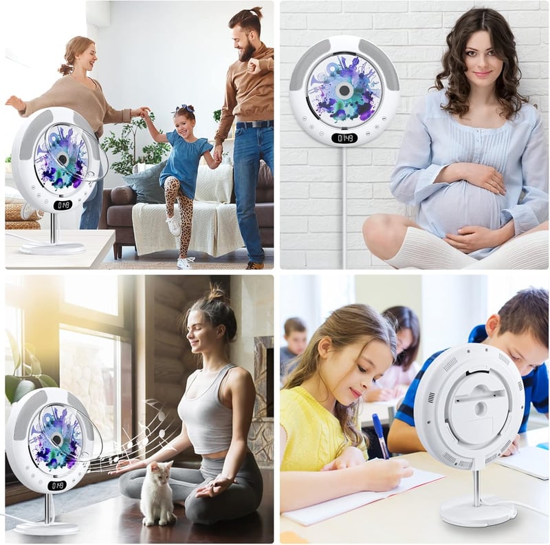 KOVCDVI Bluetooth CD Lejátszó Fali Szerelésű Érintőgombos Hangszóróval FM Rádió USB AUX LCD Kijelző Távirányító Portalanító Fedél