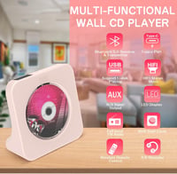 KOVCDVI CD Lejátszó Bluetooth 5.0 Hangszóróval - Asztali Hordozható CD Player FM Rádió USB AUX Fejhallgató Csatlakozó Rózsaszín 3