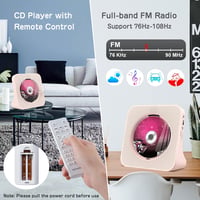 KOVCDVI CD Lejátszó Bluetooth 5.0 Hangszóróval - Asztali Hordozható CD Player FM Rádió USB AUX Fejhallgató Csatlakozó Rózsaszín 7