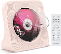 KOVCDVI CD Lejátszó Bluetooth 5.0 Hangszóróval - Asztali Hordozható CD Player FM Rádió USB AUX Fejhallgató Csatlakozó Rózsaszín 1