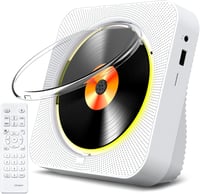 KOVCDVI CD Lejátszó Bluetooth 5.1 Rádióval - 5W Dupla Hangszóró, Távirányító, USB/SD Kártya Lejátszás, FM Rádió, Fehér 1