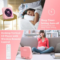 KOVCDVI CD Lejátszó Bluetooth 5.1 Rádióval, 5W Dupla Hangszóró, Távirányító, USB/SD Kártya Lejátszás, FM Rádió - Rózsaszín 6