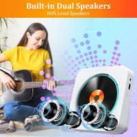 KOVCDVI CD Lejátszó Bluetooth 5.1 Rádióval - 5W Dupla Hangszóró, Távirányító, USB/SD Kártya Lejátszás, FM Rádió, Fehér 3