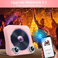 KOVCDVI CD Lejátszó Bluetooth 5.1 Rádióval, 5W Dupla Hangszóró, Távirányító, USB/SD Kártya Lejátszás, FM Rádió - Rózsaszín 4