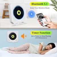 KOVCDVI CD Lejátszó Bluetooth Hangszóróval Fali Szereléshez FM Rádió USB TF Kártya AUX LCD Kijelző Távirányító 5