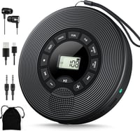 KOVCDVI Hordozható CD Lejátszó Bluetooth Funkcióval 1500 mAh Akkumulátor Hangszóróval USB AUX Lejátszás LCD Kijelző A-B Ismétlés 1
