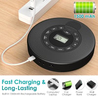 KOVCDVI Hordozható CD Lejátszó Bluetooth Funkcióval 1500 mAh Akkumulátor Hangszóróval USB AUX Lejátszás LCD Kijelző A-B Ismétlés 4