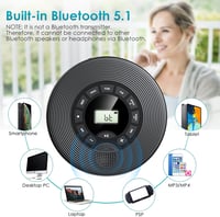 KOVCDVI Hordozható CD Lejátszó Bluetooth Funkcióval 1500 mAh Akkumulátor Hangszóróval USB AUX Lejátszás LCD Kijelző A-B Ismétlés 2